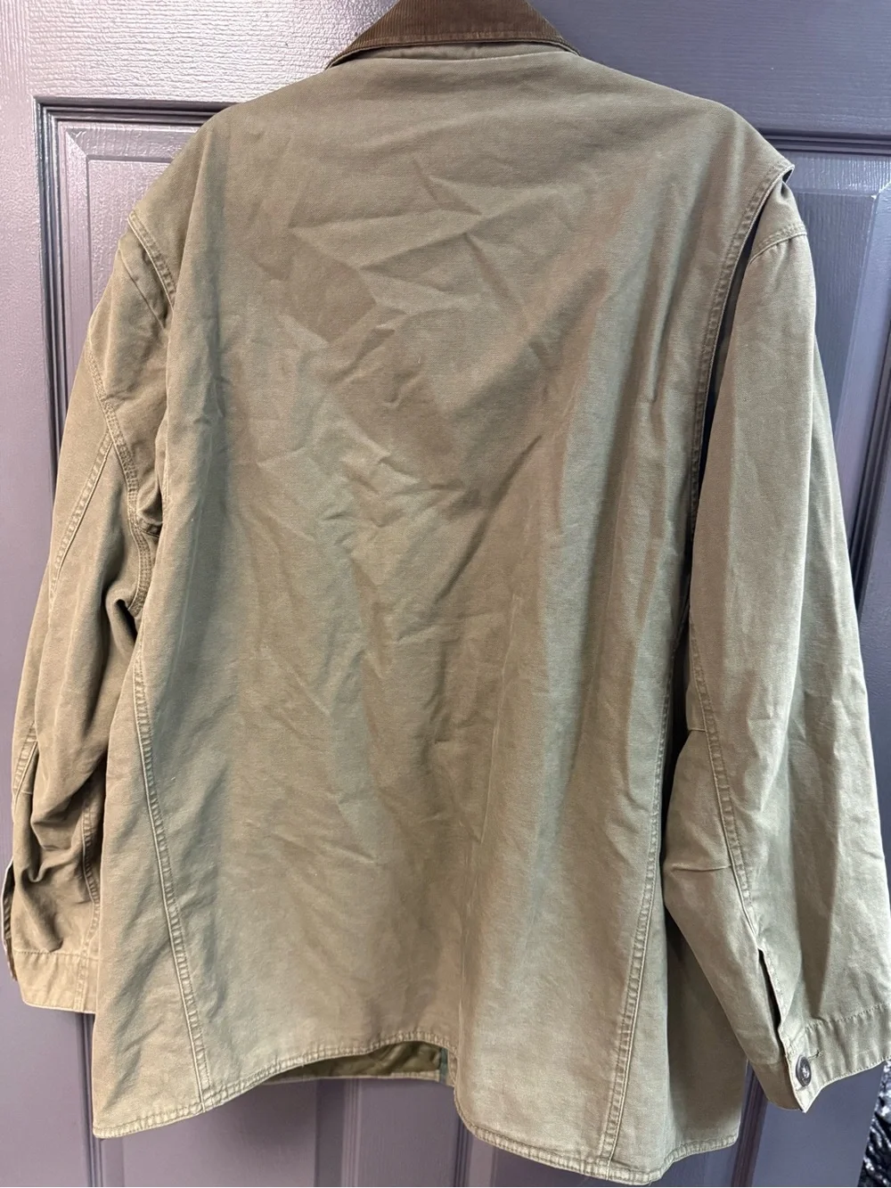 Orvis Olive Green Field Jacket with Brown Corduroy Collar